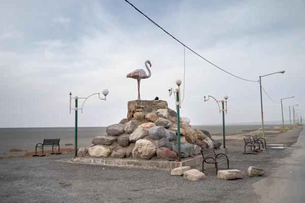 The Eyes of Earth - A concrete Flamingo statue in an eerie and apocalyptic landscape greets visitors who stop by...