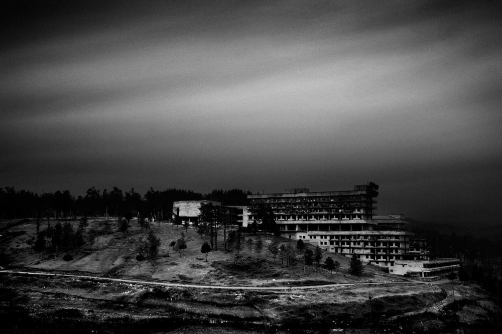 Approximately 8-10.000 people l... in old hotels and sanatoriums.