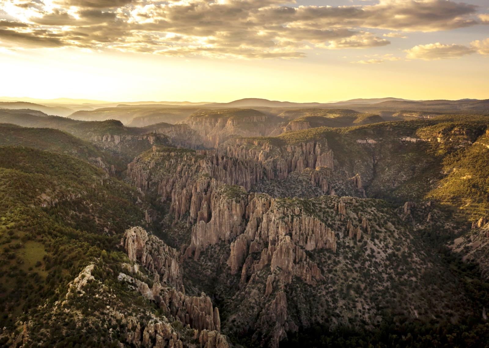 The Gila Wilderness - A sunset view of cliffs along the middle fork of the Gila...