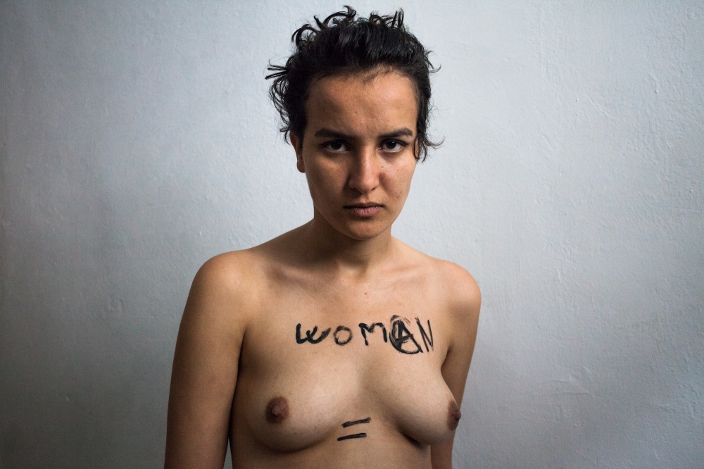 Tunis, March 2013, Amina Tyler ...quot; written across her chest.