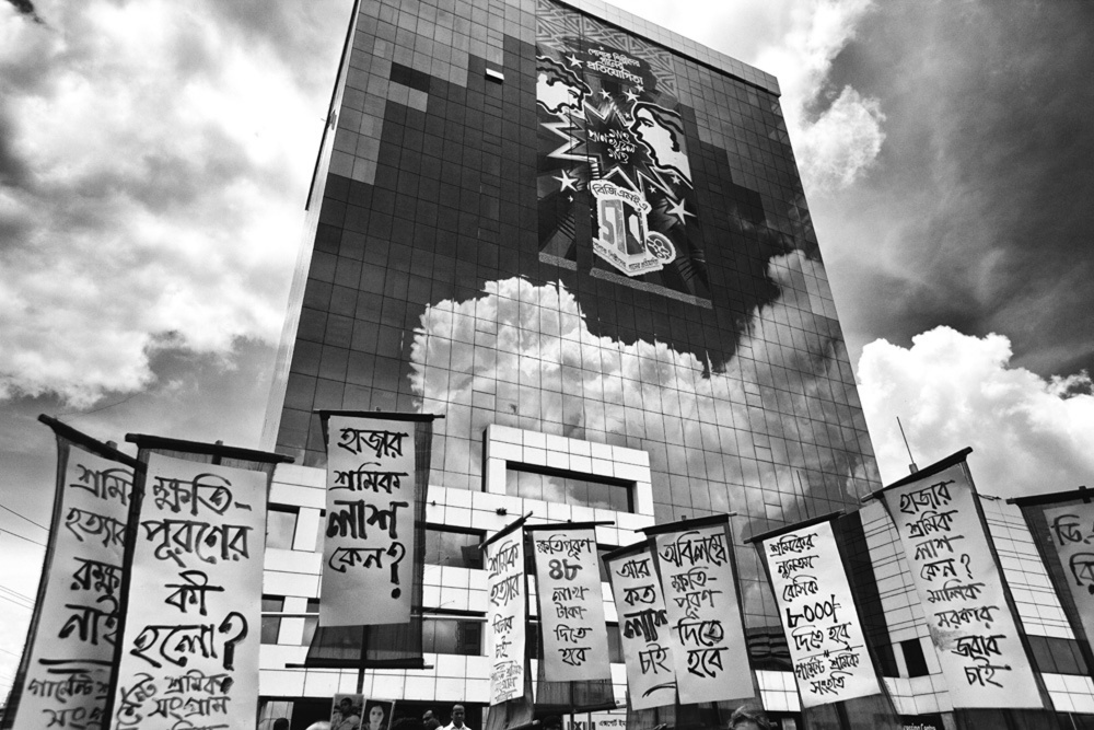Under the rubble - Rana Plaza victims staged protest in front of Bangladesh...