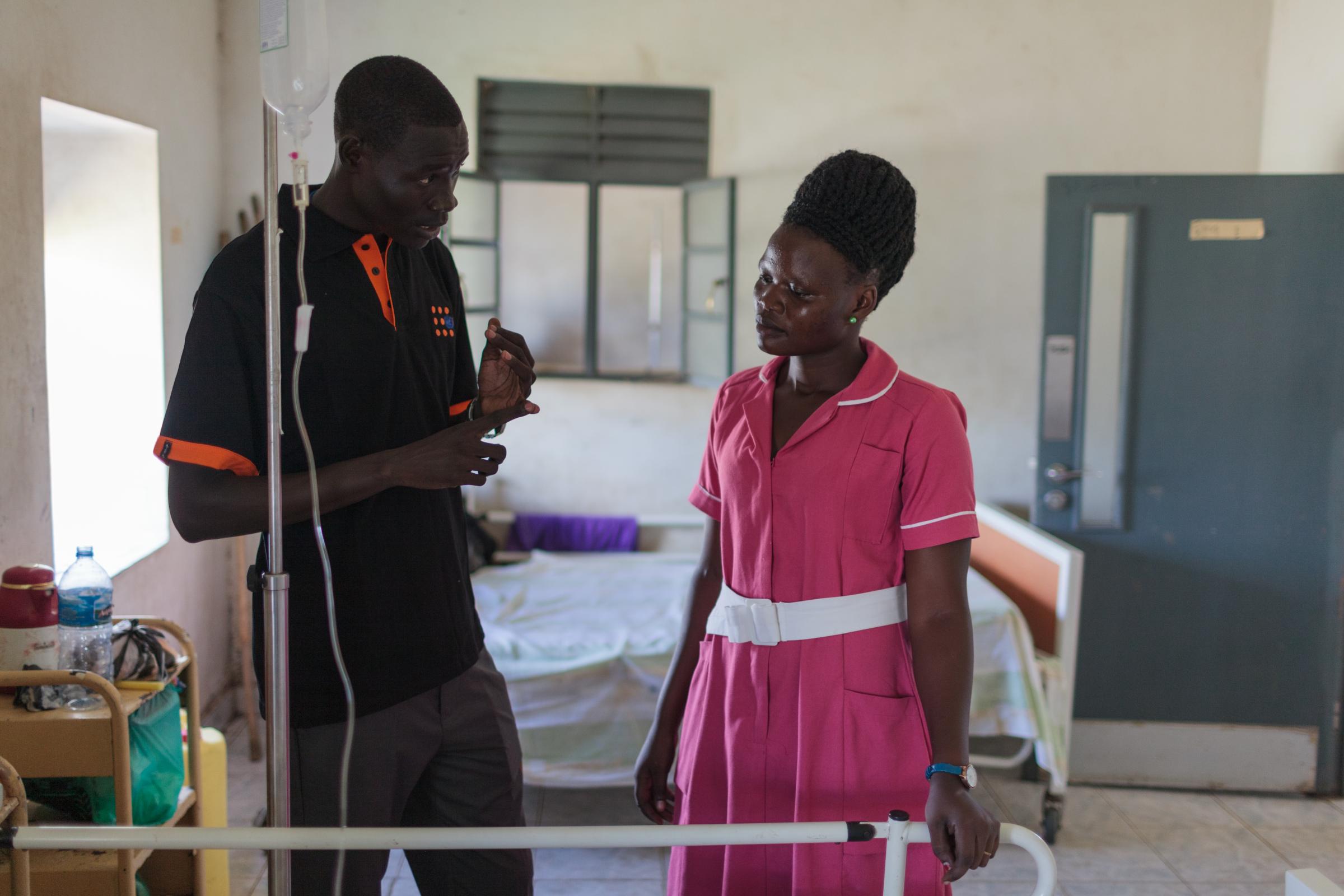 THE POWER OF SHARED LEARNING - National UNV Justine Mwangwi and Agnes Momone, a first year midwifery student from Juba Health...