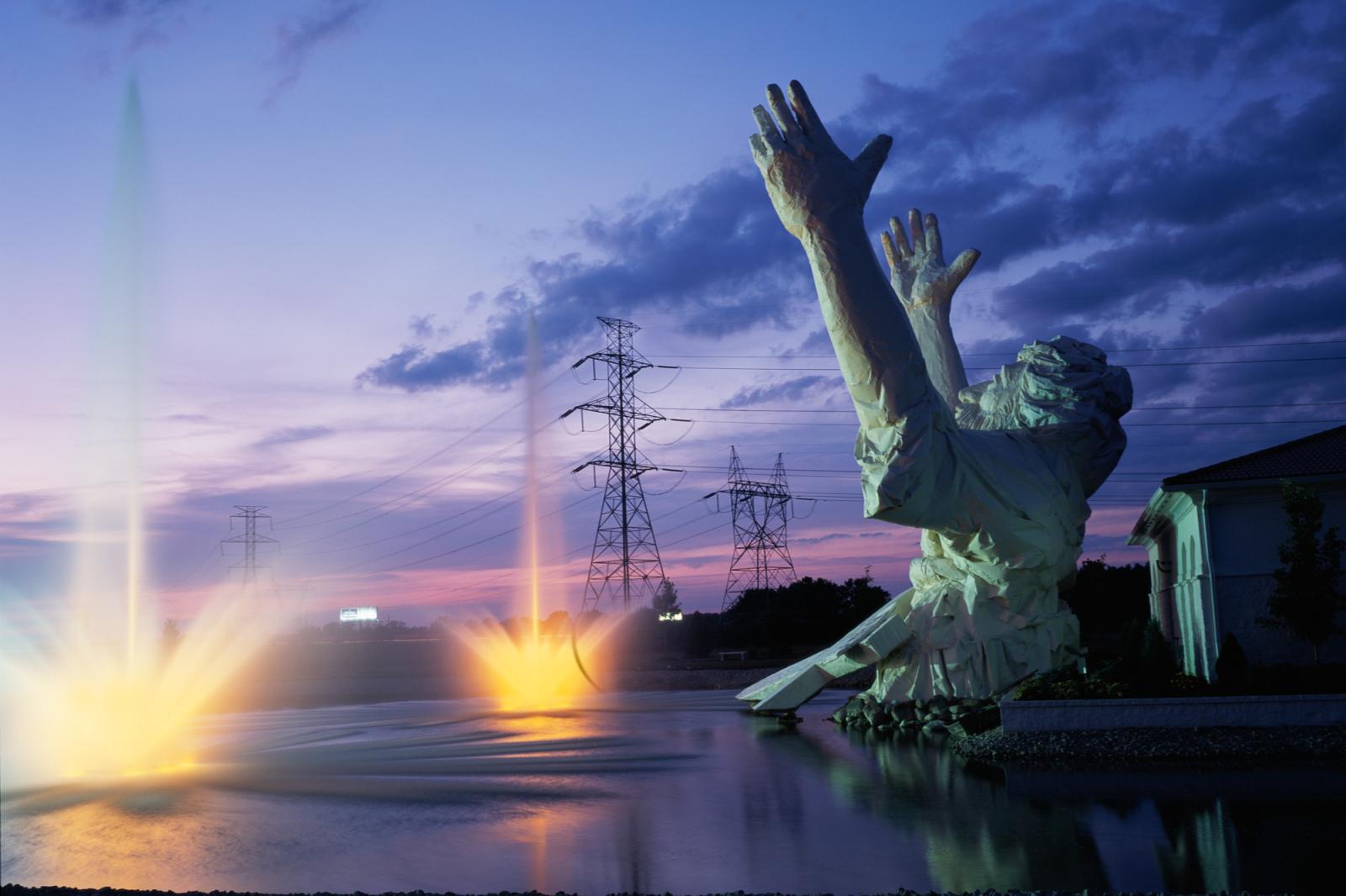 Big Jesus statue at Solid Rock ... members, in Monroe, Ohio, 2005