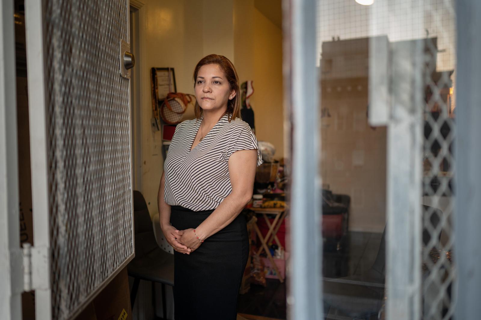 Tenant Rent Strike - Luisa Rodriguez in her studio apartment on Wednesday,...