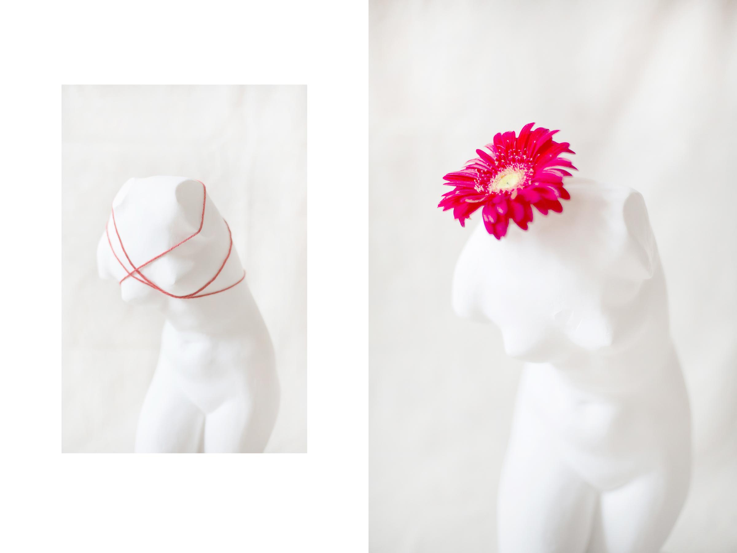 Am I Not Scared Anymore? - Torso with red threads and a flower which Tatiana saw in...