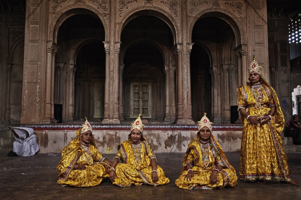 Path breaking move - Widows dressed up as hindu gods and goddess play acts of...