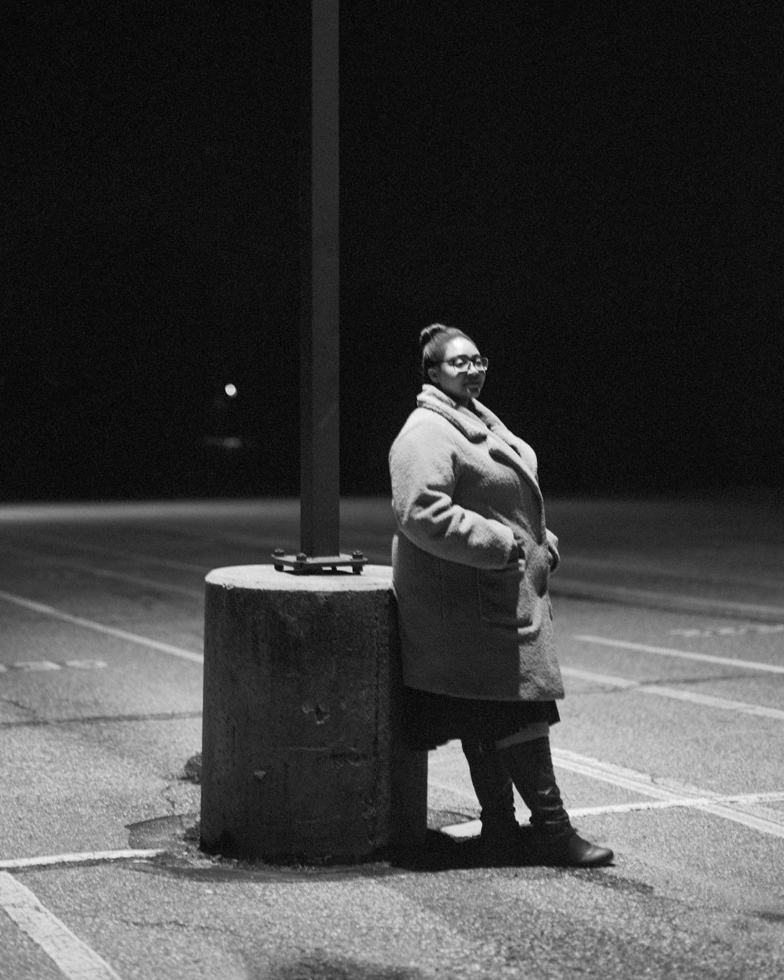 Image from Black & White  - Ciara in the high school parking lot 2, December 2023