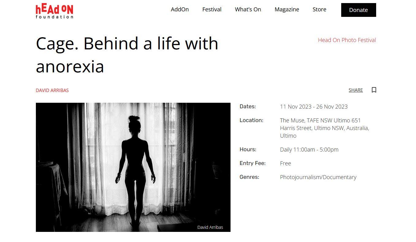 Cage, behind a life with anorexia. At Head ON festival, Australia.