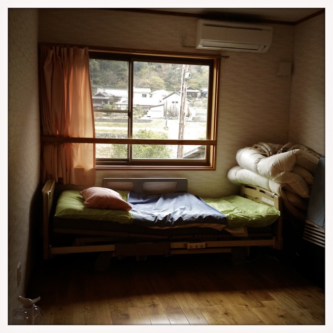 Oda - An empty bed room at Kouyou-no-Sato, a group home located...