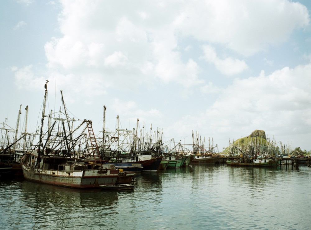 Industrial shrimping boats stat... on the Pacific Coast of Panama