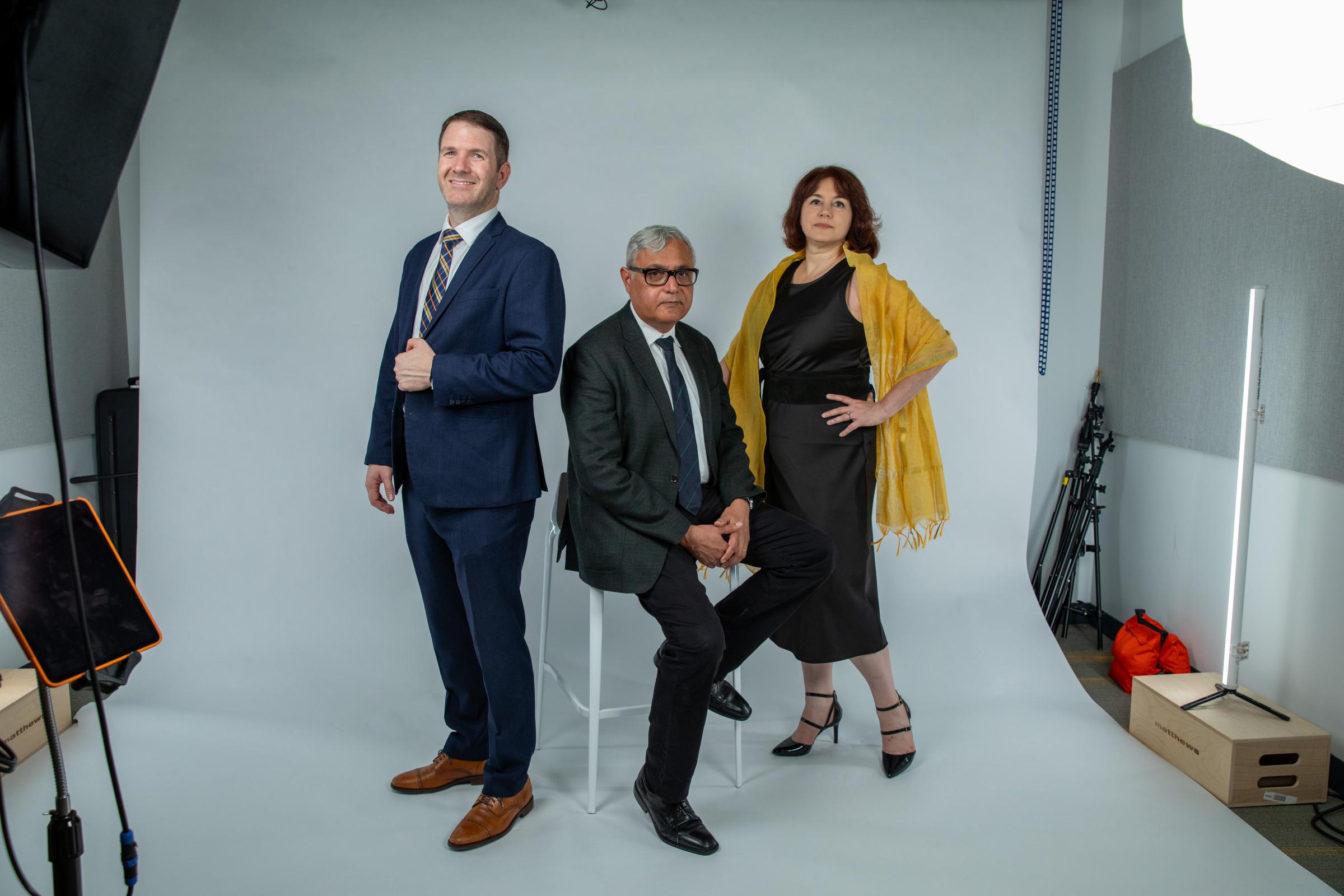 Duke Engineering  - Aaron Franklin, Sonia Grego, and Ashutosh Chilkoti poses...