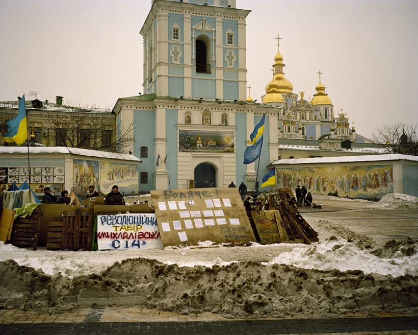 Protester camp in front of St. Michael's Church, Kyiv