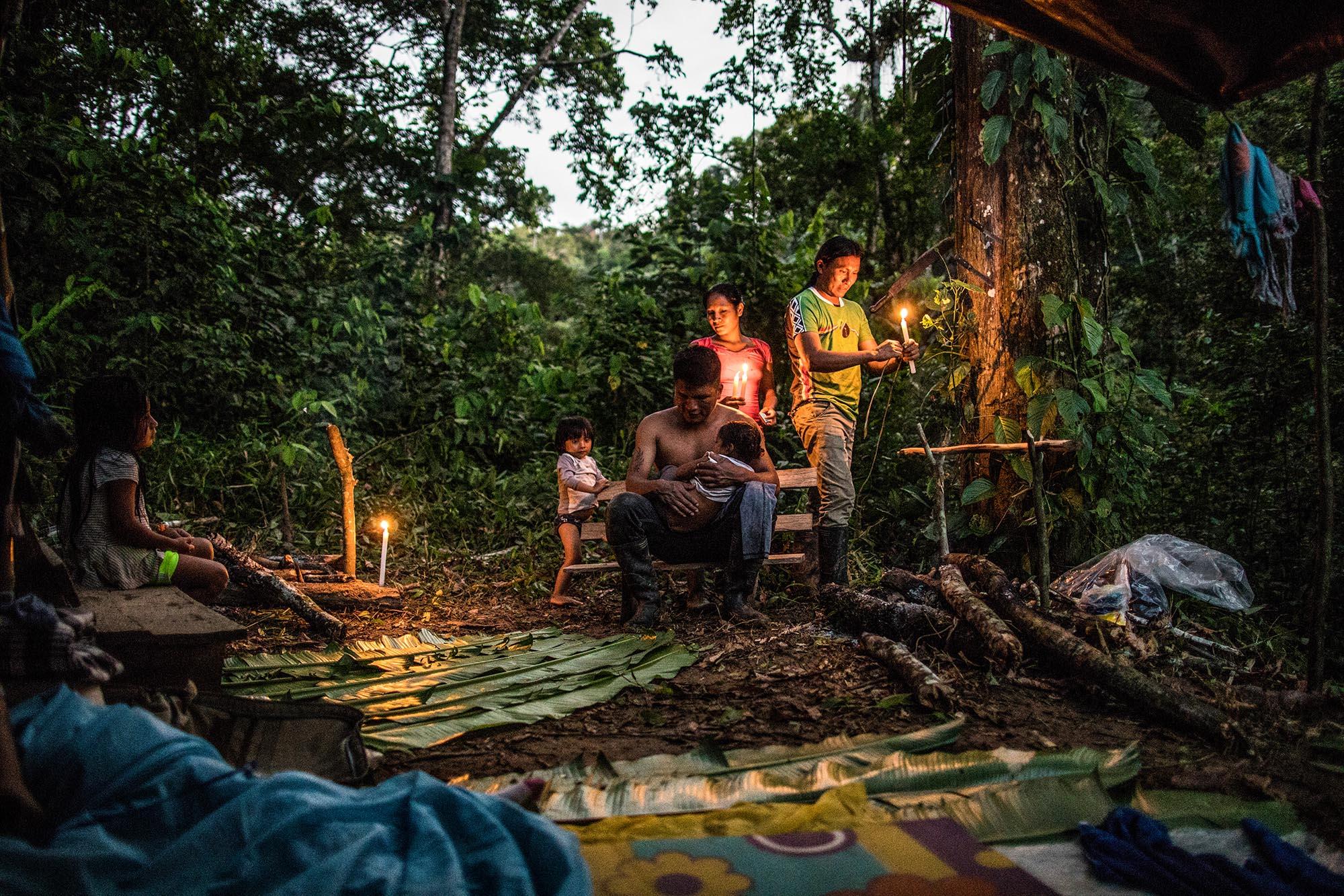 Ecuador, the living forest - Setting up a camp can take up to an hour, often ending...