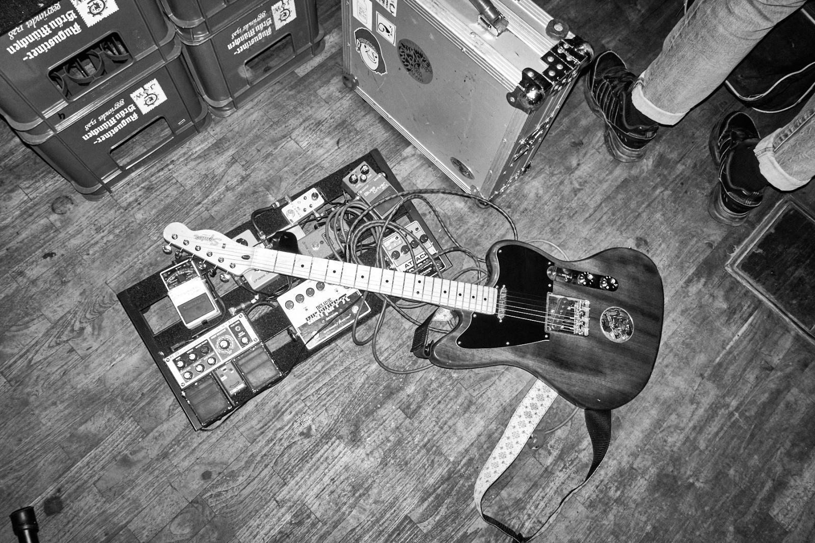 Pedal board and guitar before t...lektiv , Friday 29th September.