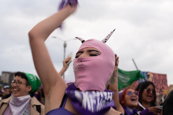 Image from Protests - Women's march. Bogota, Colombia - March 8, 2023. Bogota...