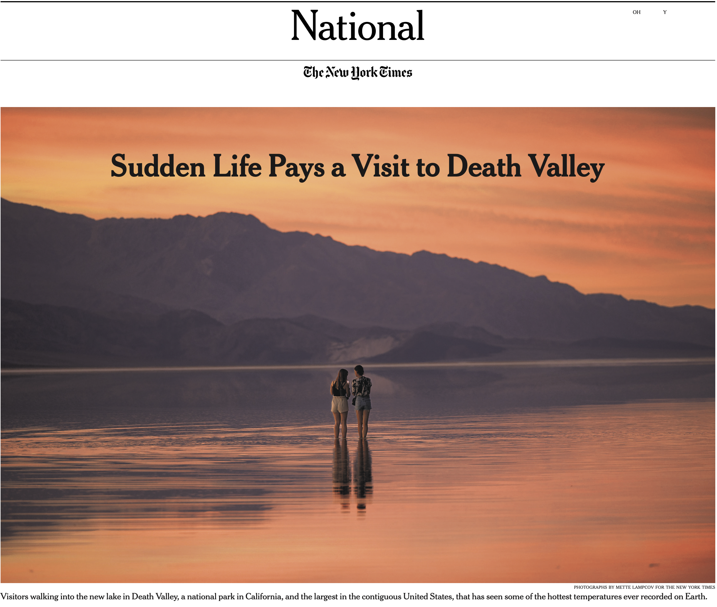 The New York Times: In Death Valley, a Rare Lake Comes Alive