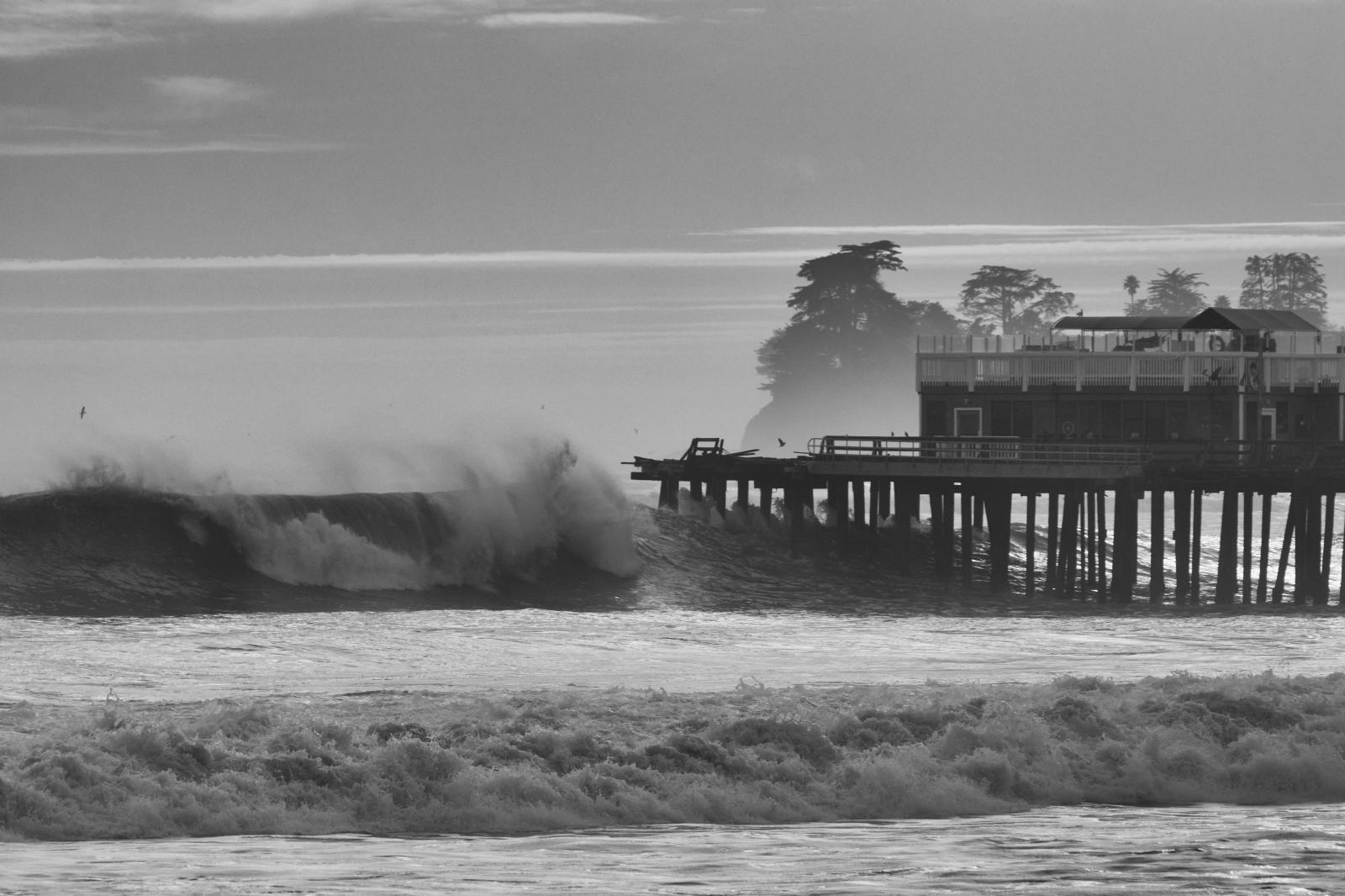 Large Surf breaking at the end ... the Wharf from two days prior.