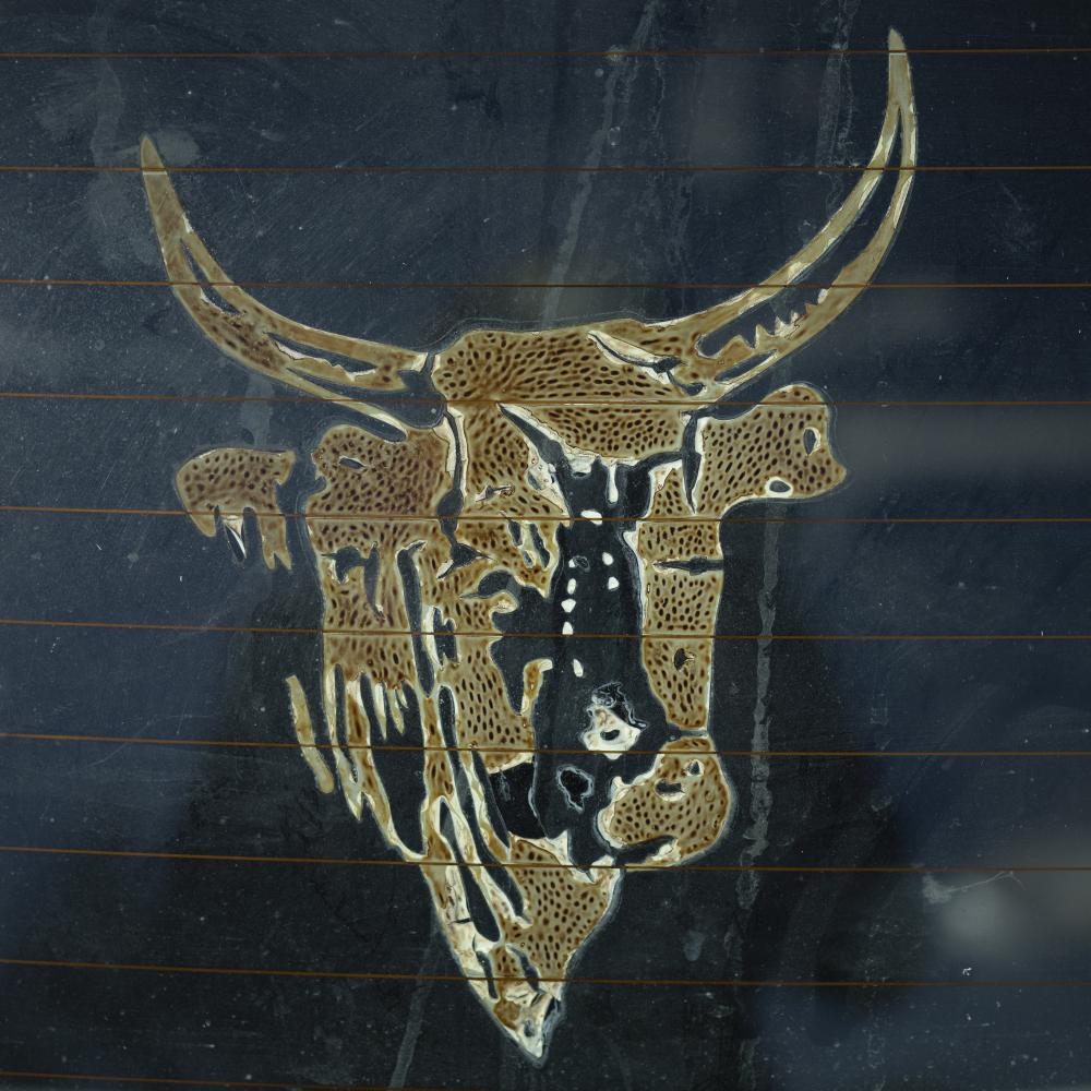 Camargue Climate Change - A melted sticker of a Camargue bull in pictured on a car...