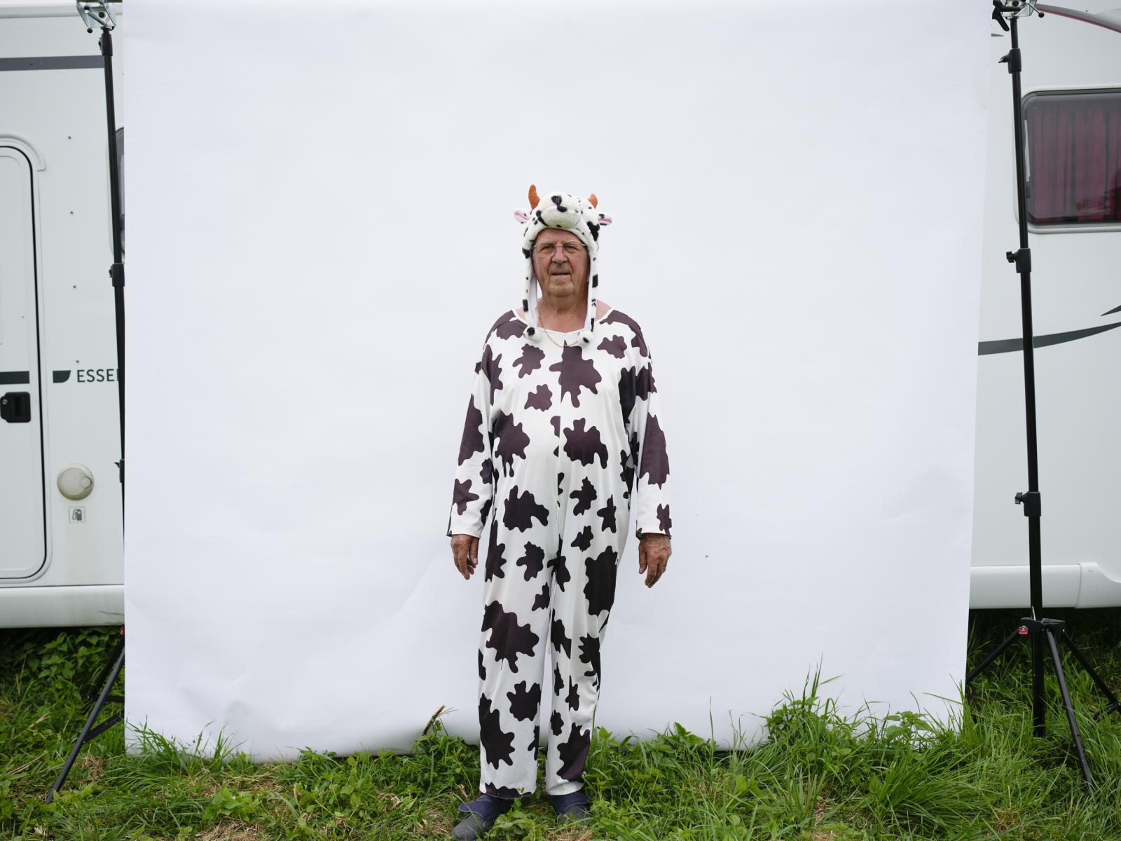 Tour De France - Roger Soreau poses for a portrait in his cow costume...
