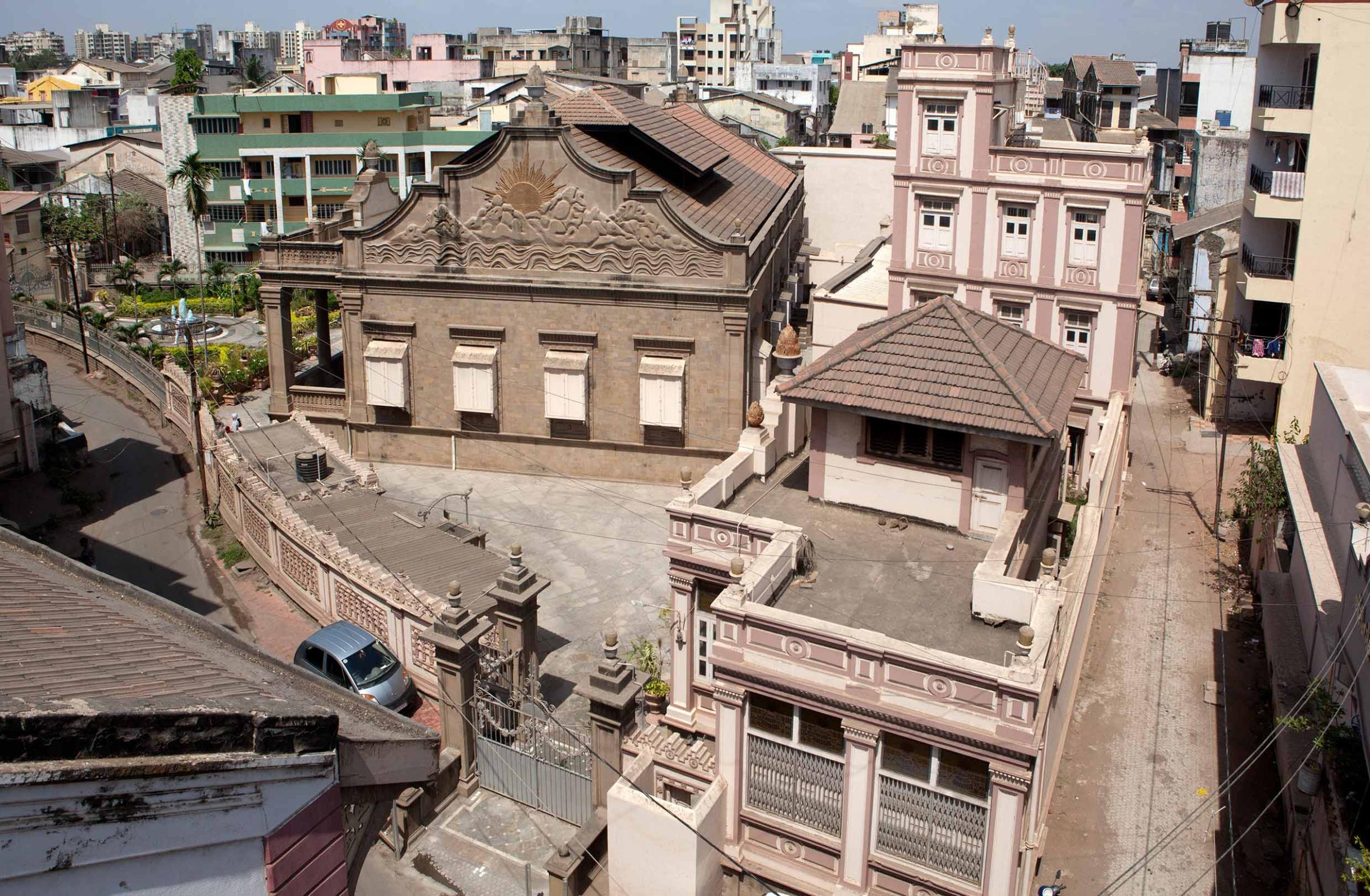 In memory of Greater Iran: The Zoroastrians of Navsari - An ariel view of the Atash Behram at Navsari. The fire...