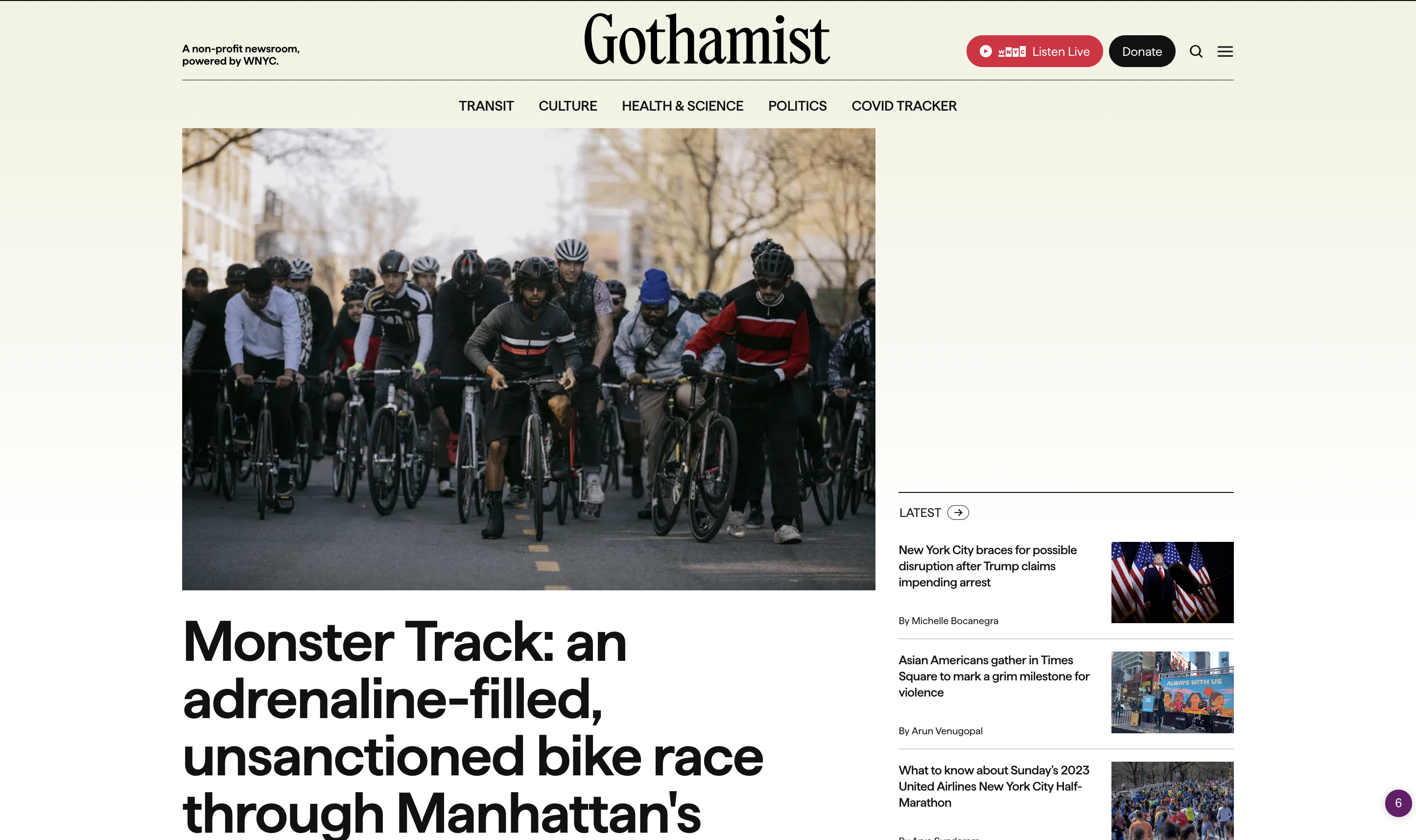 for Gothamist: Monster Track - An adrenaline-filled, unsanctioned bike race through Manhattan's streets
