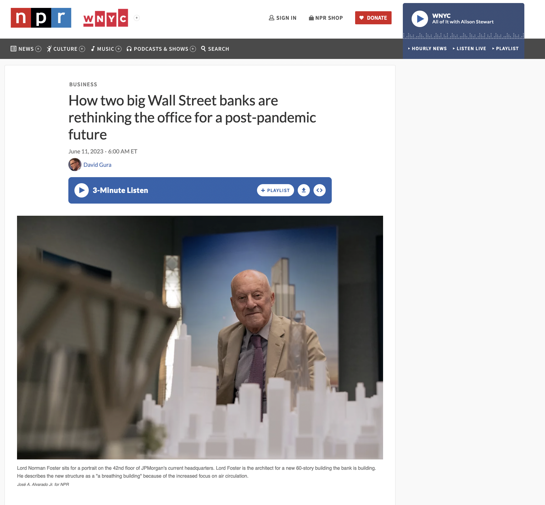 for NPR: How two big Wall Street banks are rethinking the office for a post-pandemic future