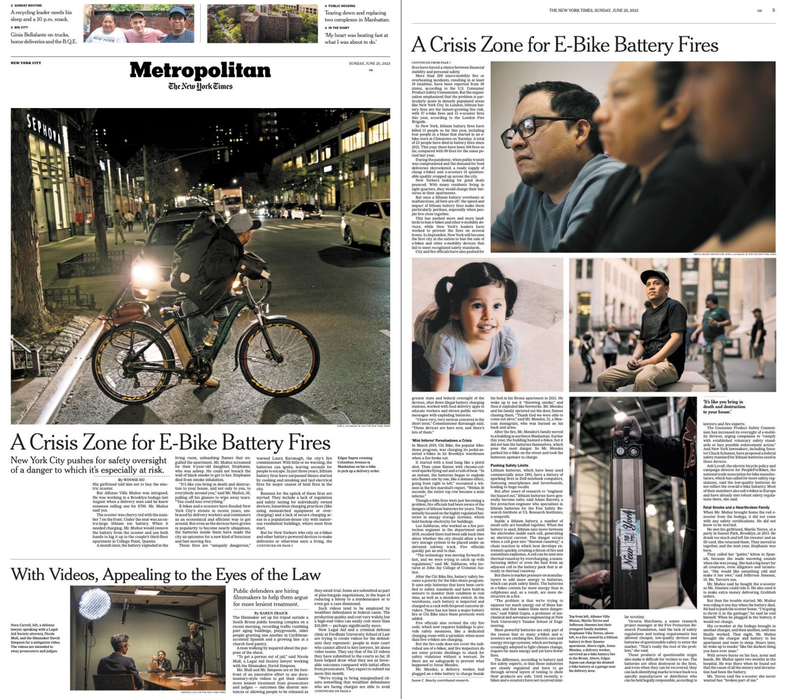 Thumbnail of for The New York Times: A Crisis Zone for E-Bike Battery Fires