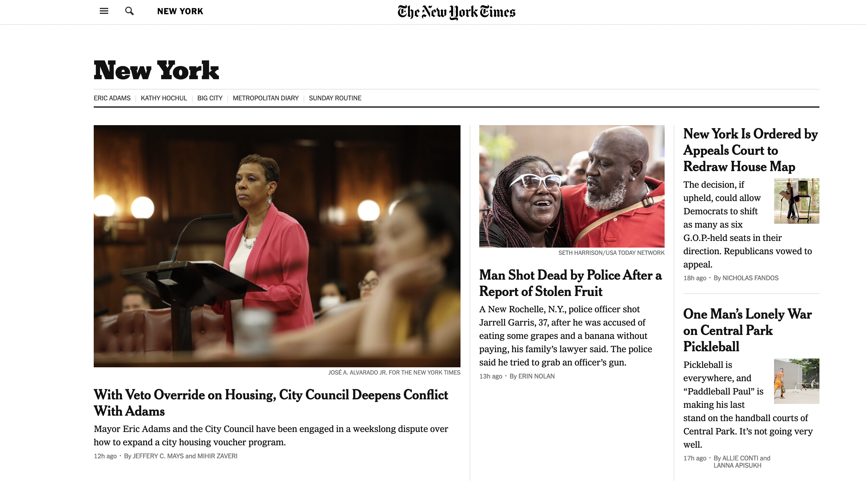 for The New York Times: With Veto Override on Housing, City Council Deepens Conflict With Adams