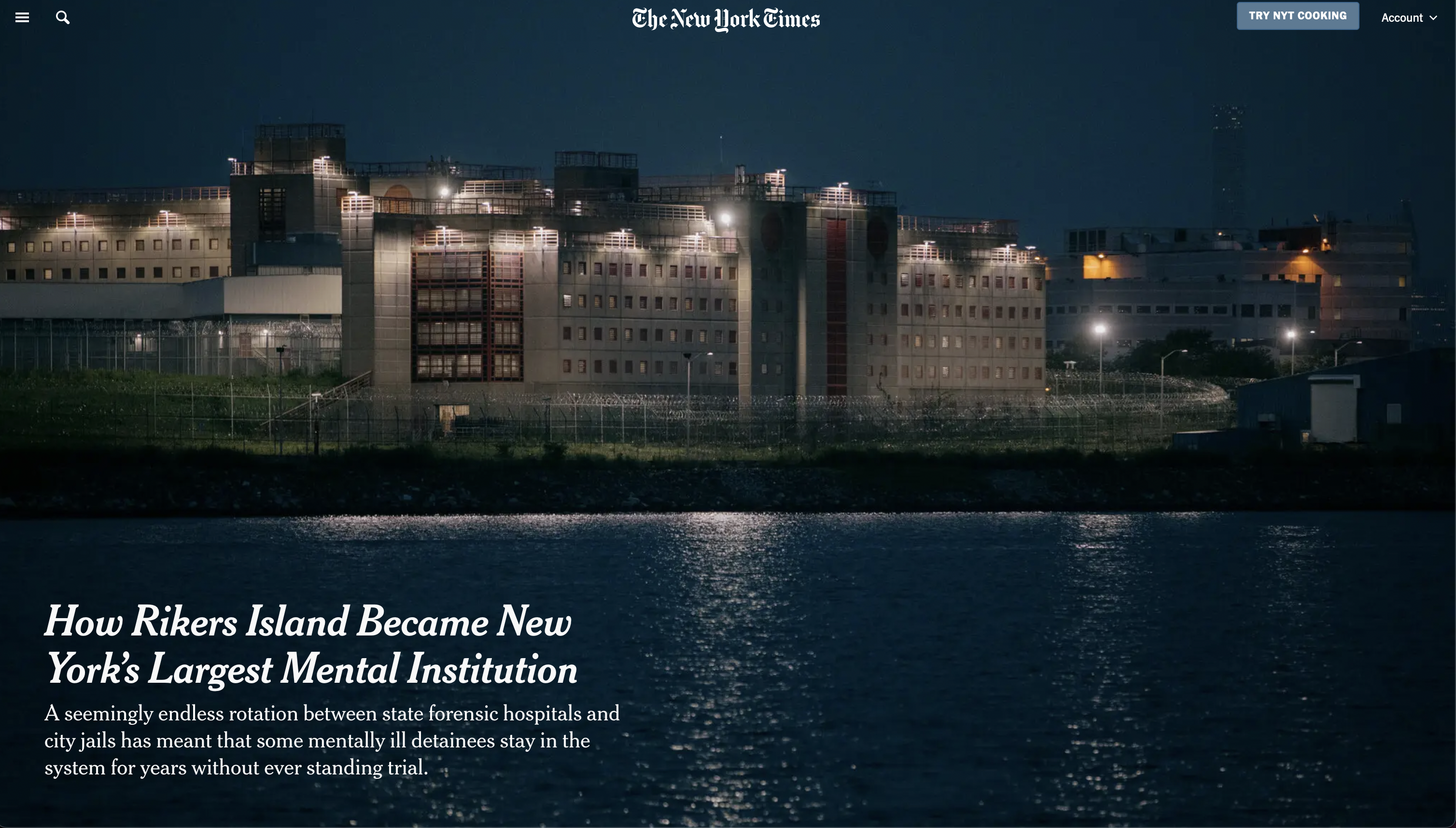 for The New York Times: How Rikers Island Became New York’s Largest Mental Institution