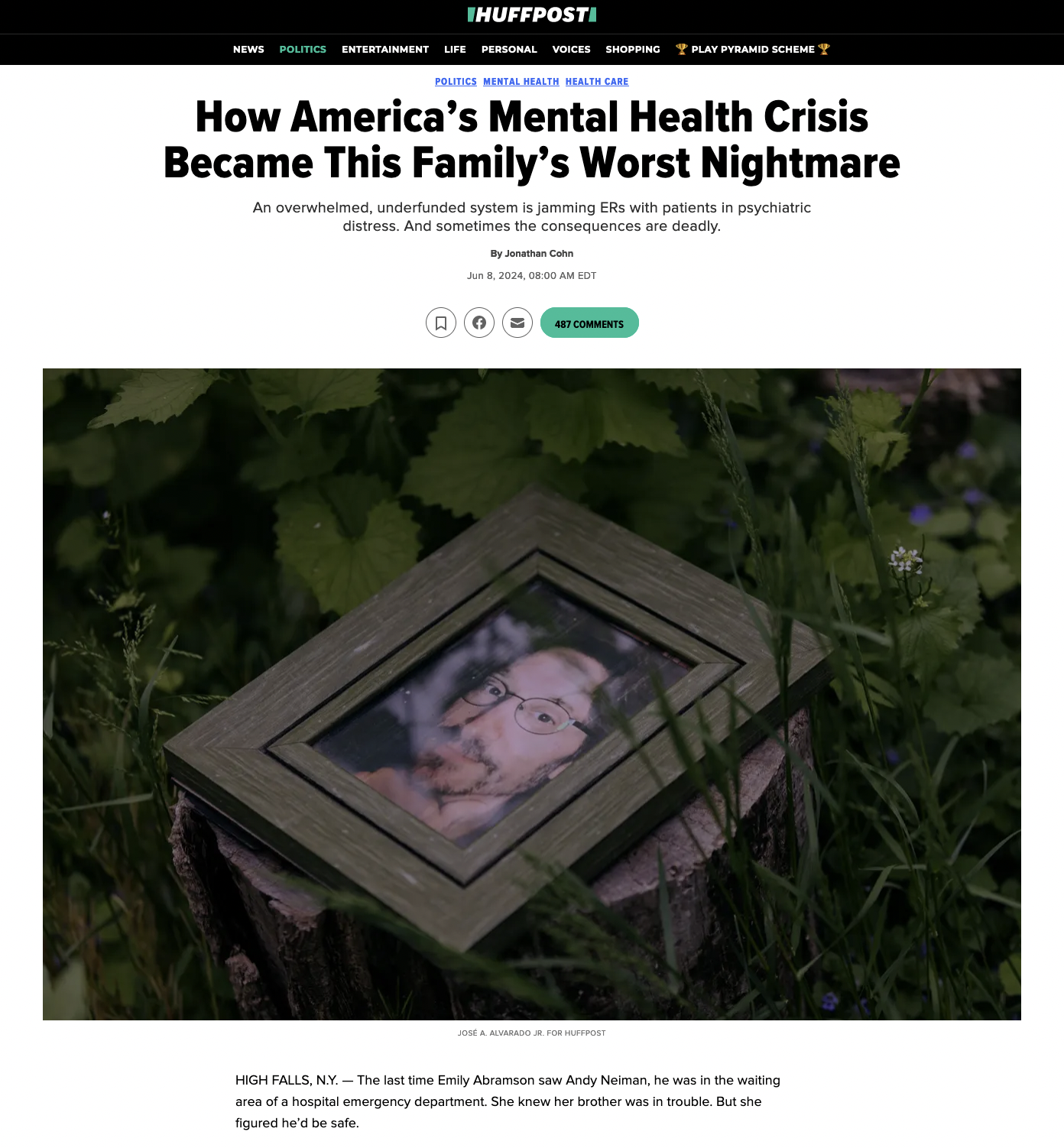 for Huff Post: How America’s Mental Health Crisis Became This Family’s Worst Nightmare