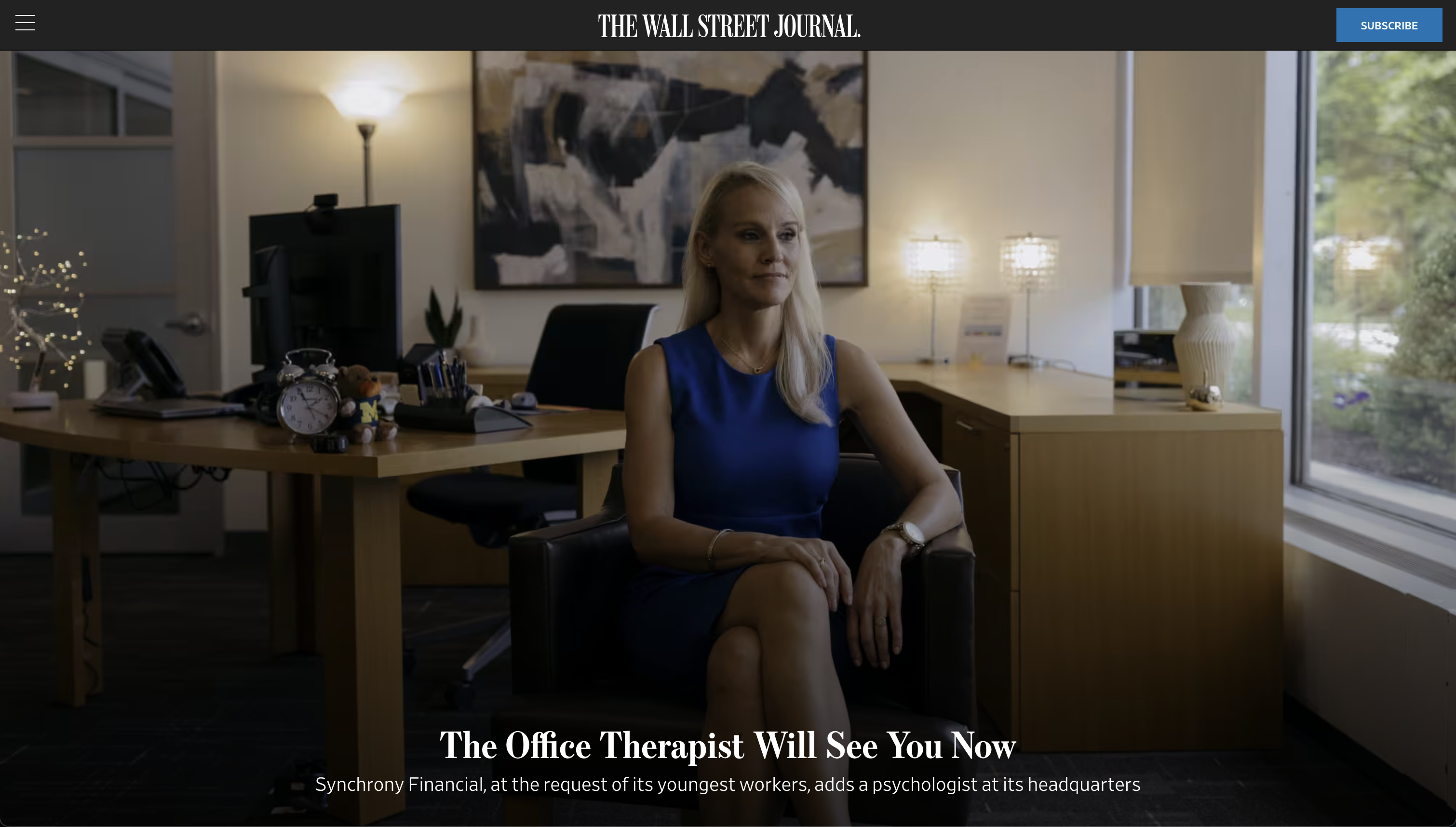 for The Wall Street Journal: The Office Therapist Will See You Now