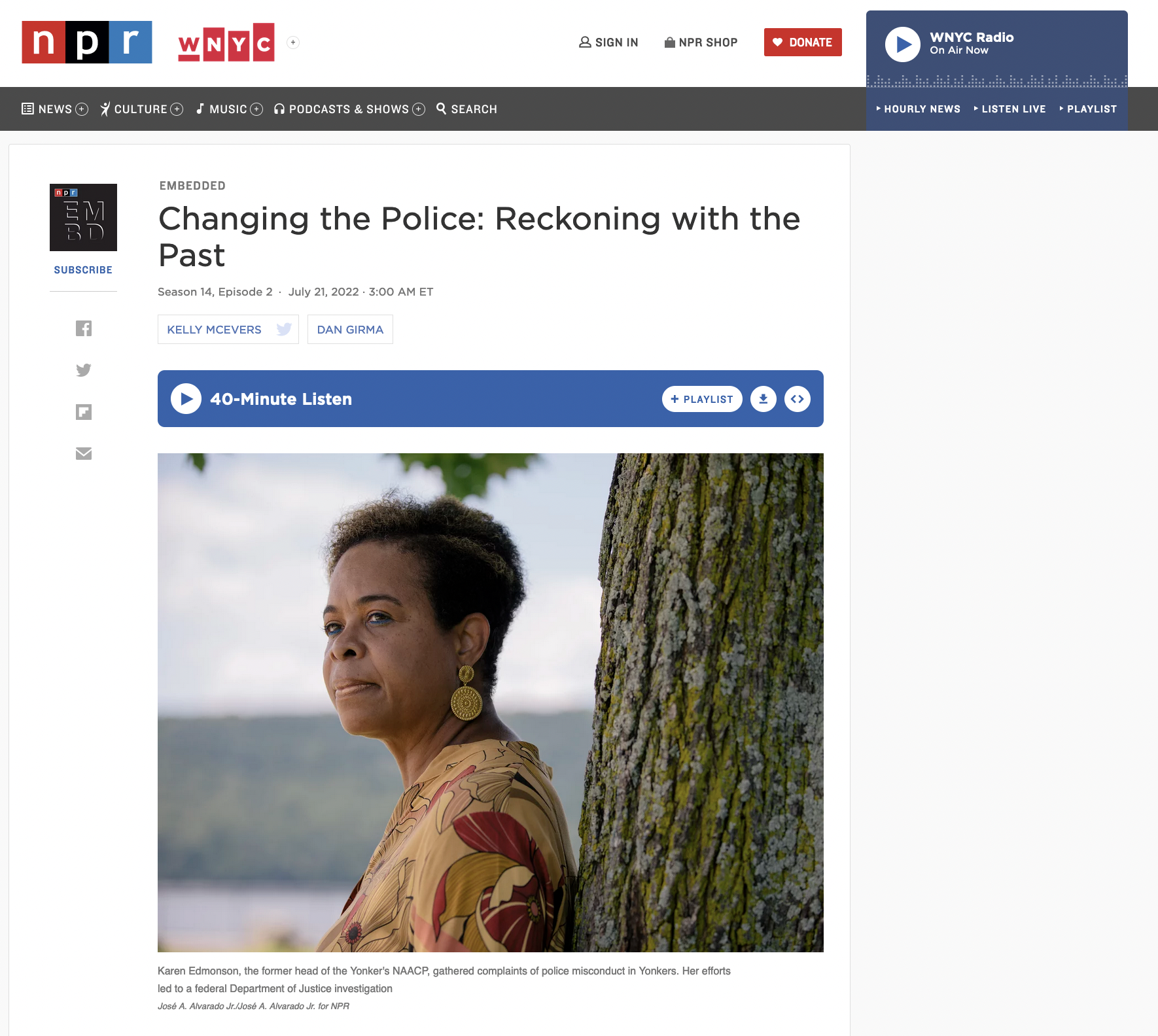 Thumbnail of for The Marshall Project and NPR’s Embedded: Changing the Police, Reckoning with the Past