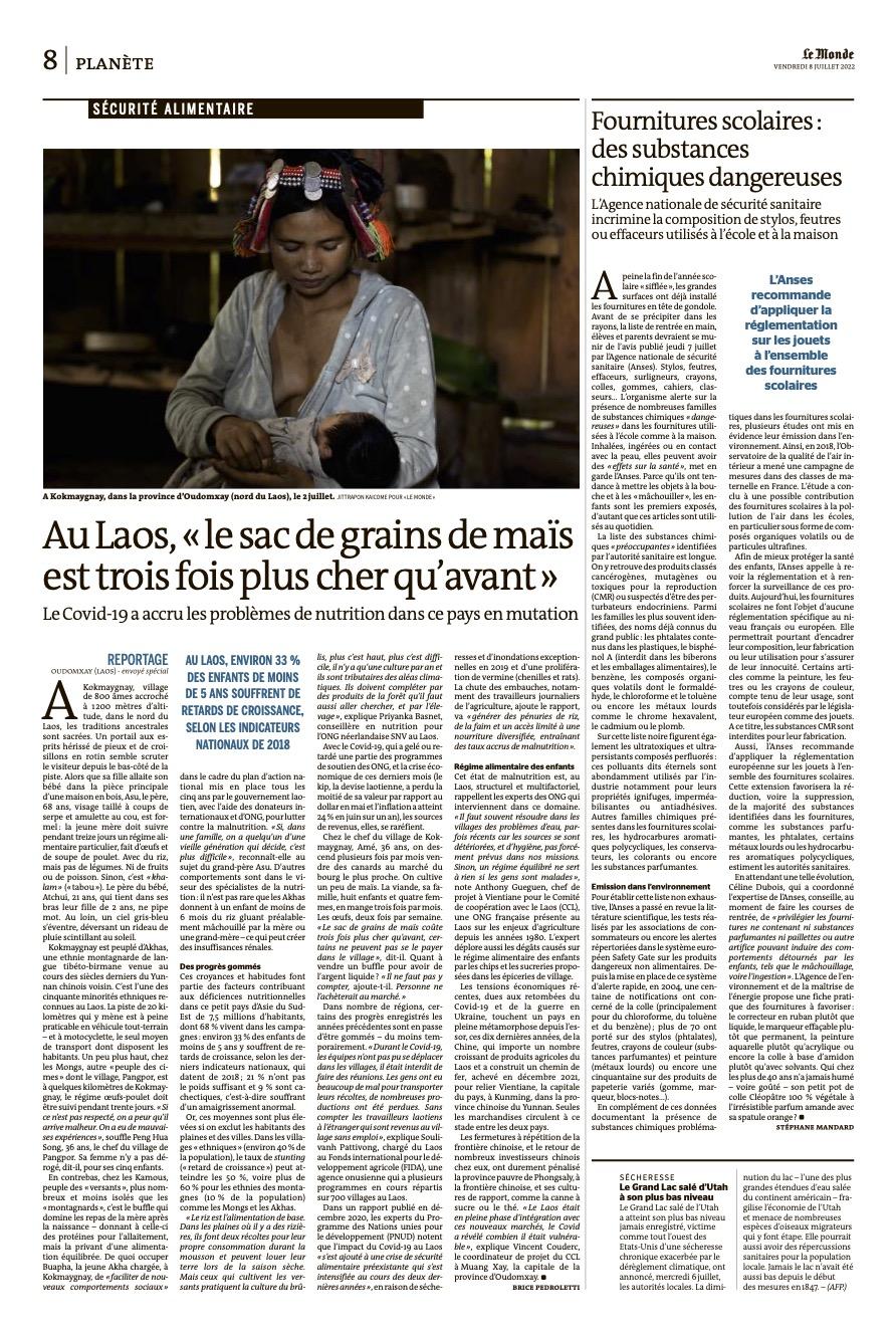 Published Work  - LE MONDE   "The bag of corn grains costs three times...