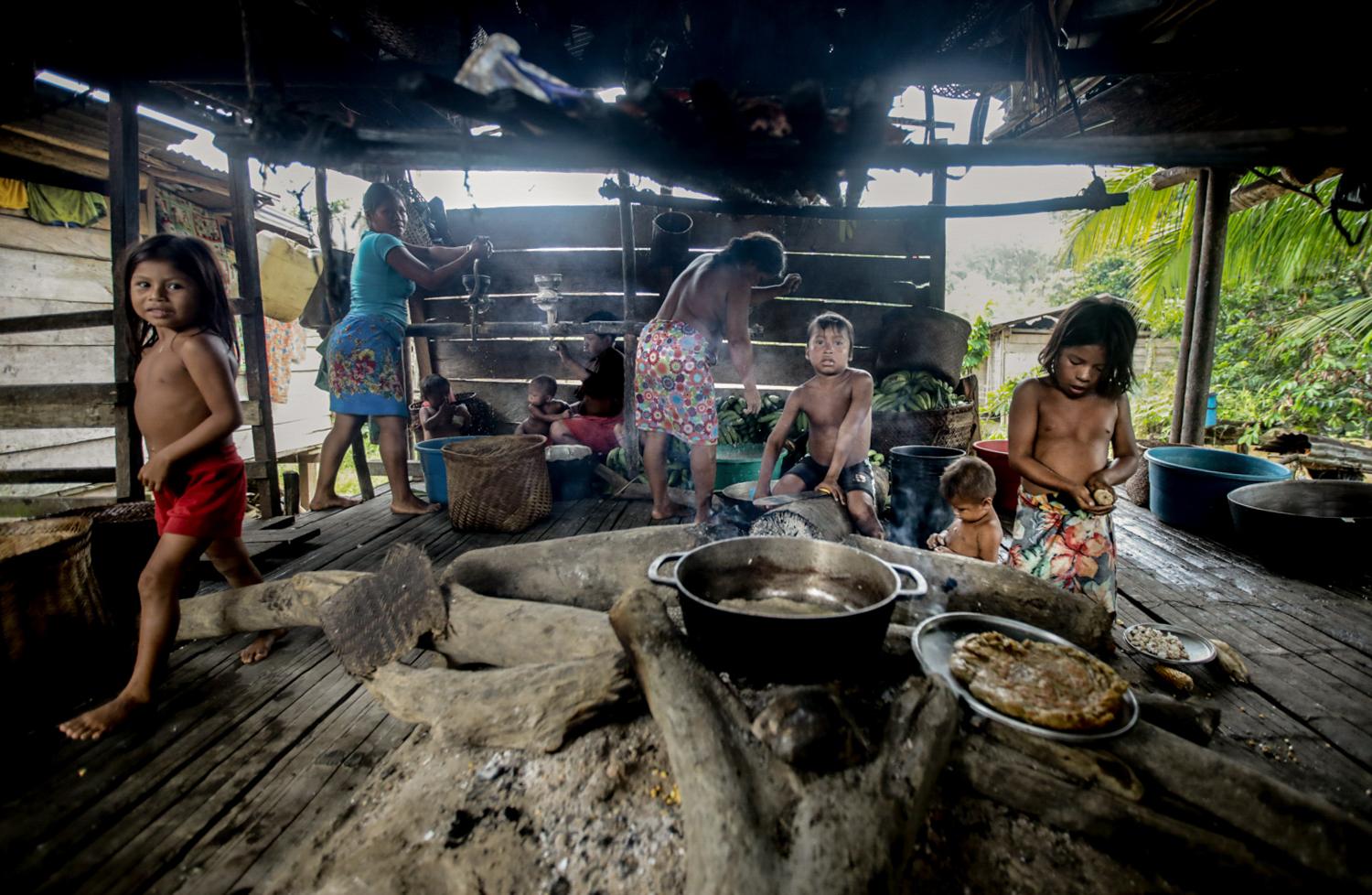 Colombian Indigenous Preserve Identity Across Spiritual Practices - CAPA RIVER, COLOMBIA - OCTOBER 10: Embera Dobida indigenous people are seen during their regular...