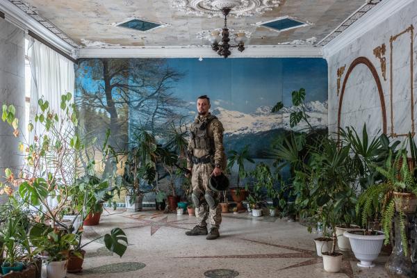 Image from Russian-Ukrainian War - Roman, call sign ACDC, posing for a portrait in...