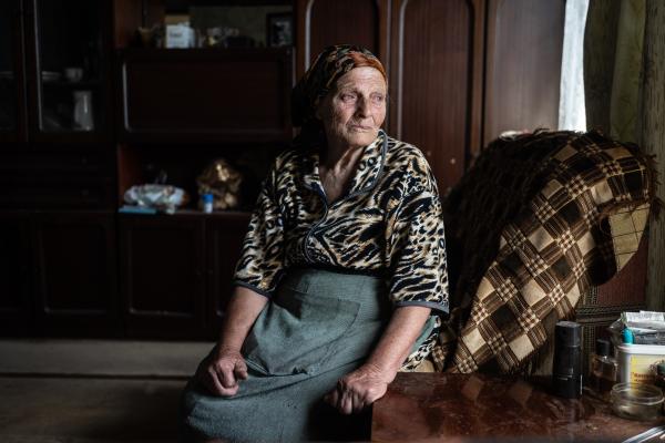 Image from Russian-Ukrainian War - Lubov Havrilova showing the home of her son in the...