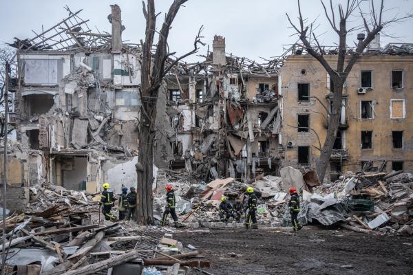 Image from The New Symphony of Donbas - Rescue workers are cleaning the area of the Russian...