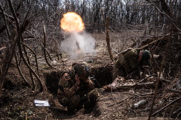 Image from Russian-Ukrainian War - Soldiers of the 24th brigade of AFU firing the 82mm...
