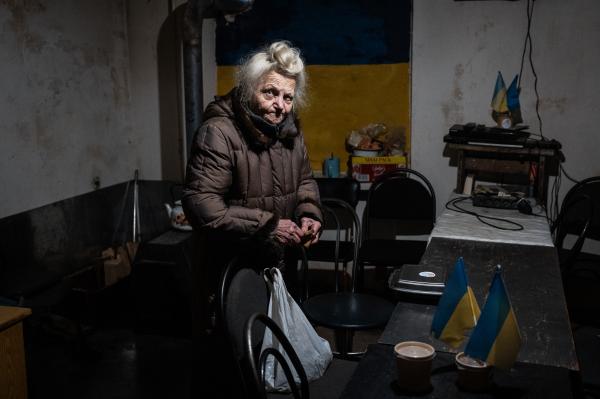 Image from Russian-Ukrainian War - Valentina having lunch in the municipal center in Chasiv...
