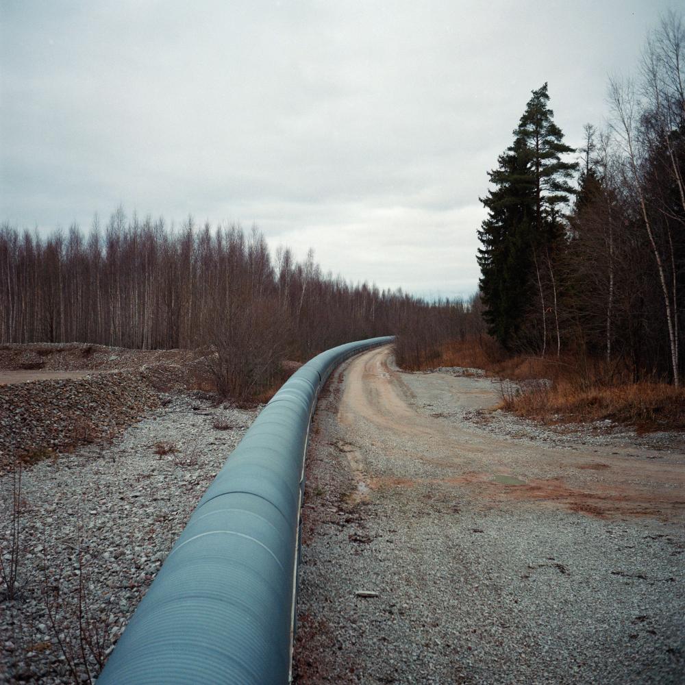A conveyor is bringing oi-shale...Estonia, Ojamaa, November 2021.