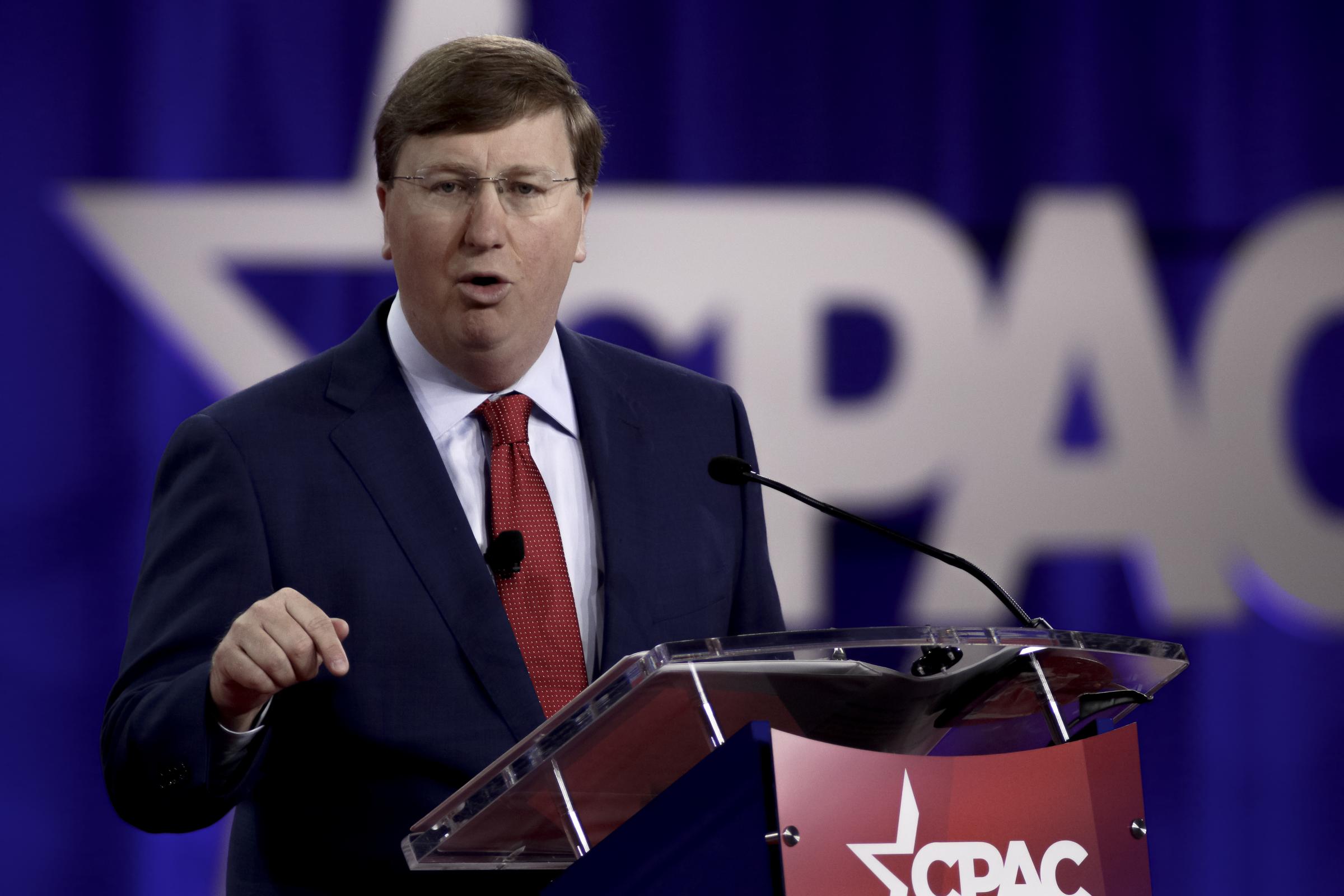 CPAC Texas - Governor of Mississippi, Tate Reeves, speaks to an...
