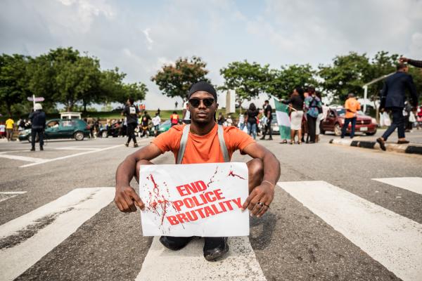 Image from EndSARs Protesters - As a young man in Nigeria, I live in constant fear of the...