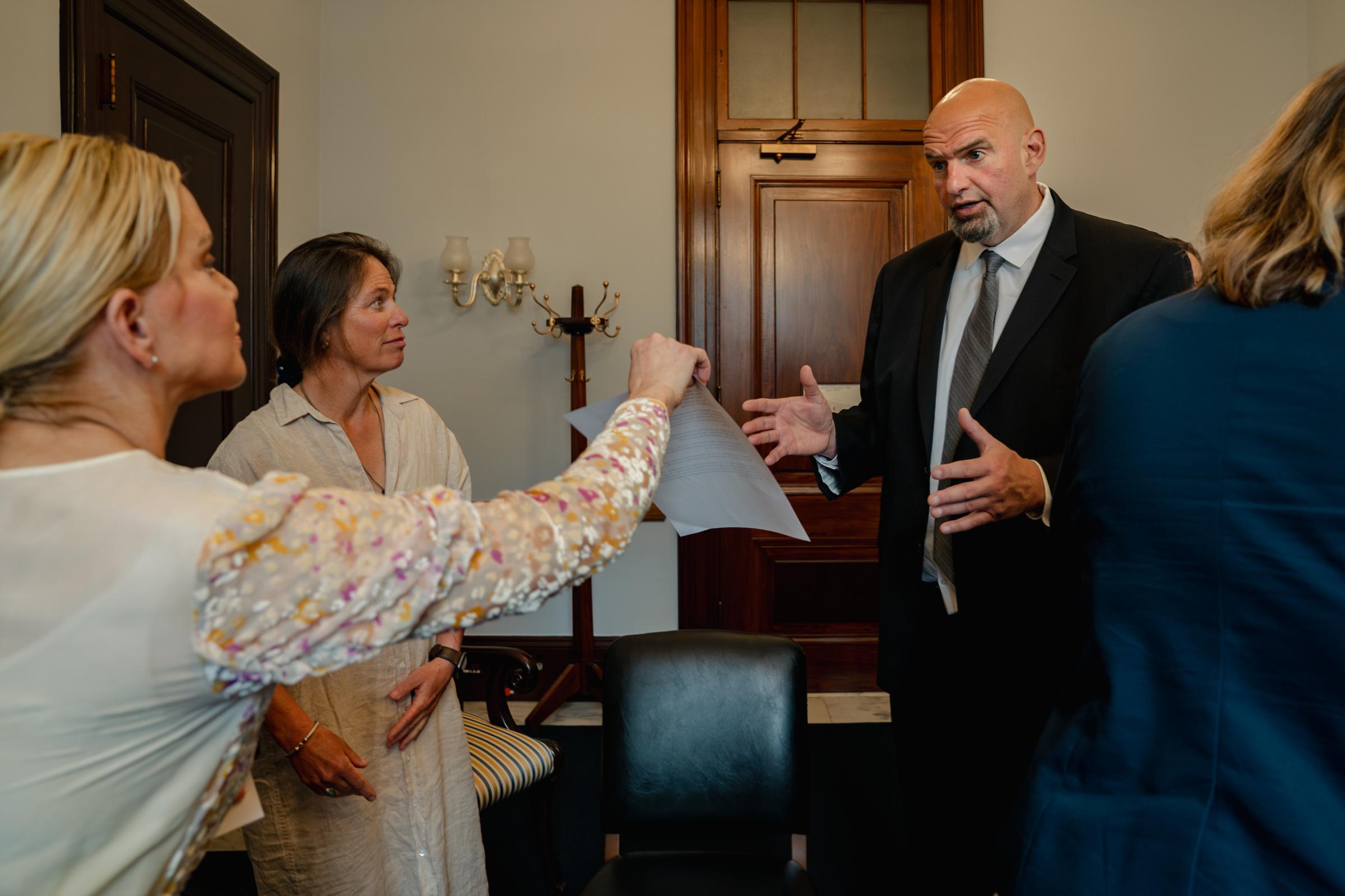 How John Fetterman Came Out of the Darkness - U.S. Senator John Fetterman (D-PA) meets with the family...