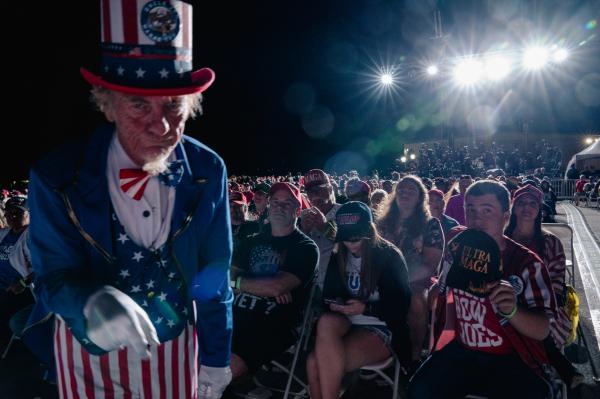 Image from Politics Singles -  U.S. Former President Donald Trump speaks at a rally...
