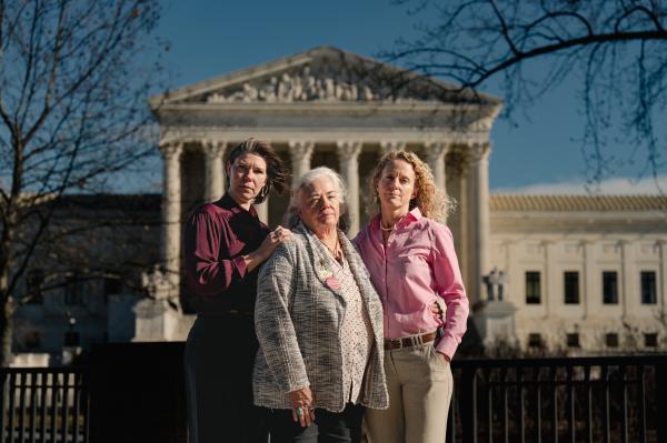 Image from Portraits -  Pro-abortion rights activists Nicole Enfield (L),...