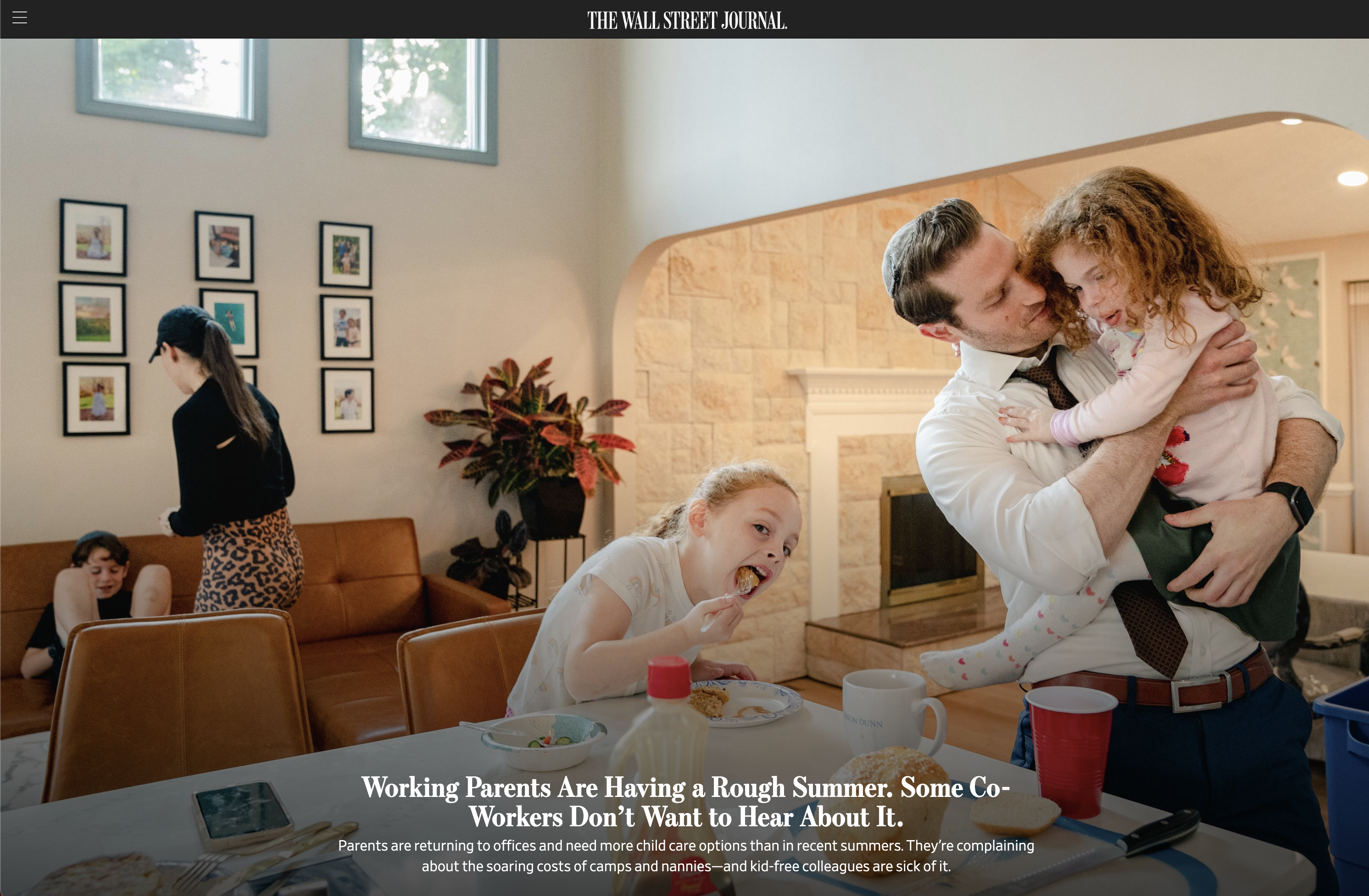 Image from Tear Sheets -    For  The Wall Street Journal       Working Parents Are...