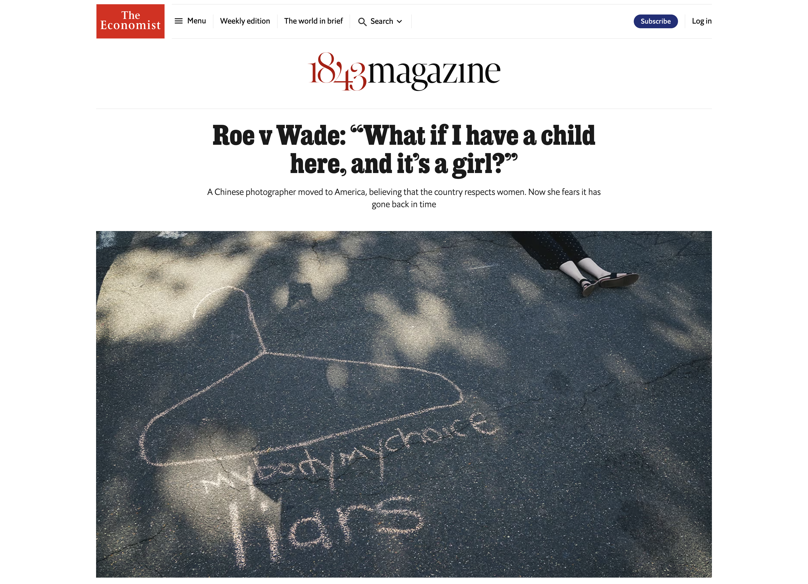 Image from Tear Sheets -    For  The Economist       Roe v Wade: “What if I have a...
