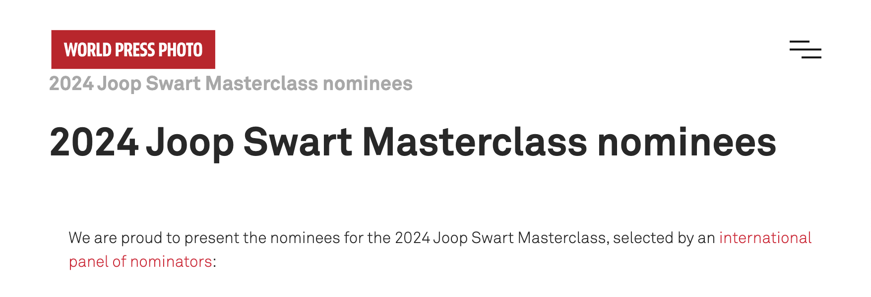 Nominated for 2024 World Press Photo's Joop Swart Masterclass