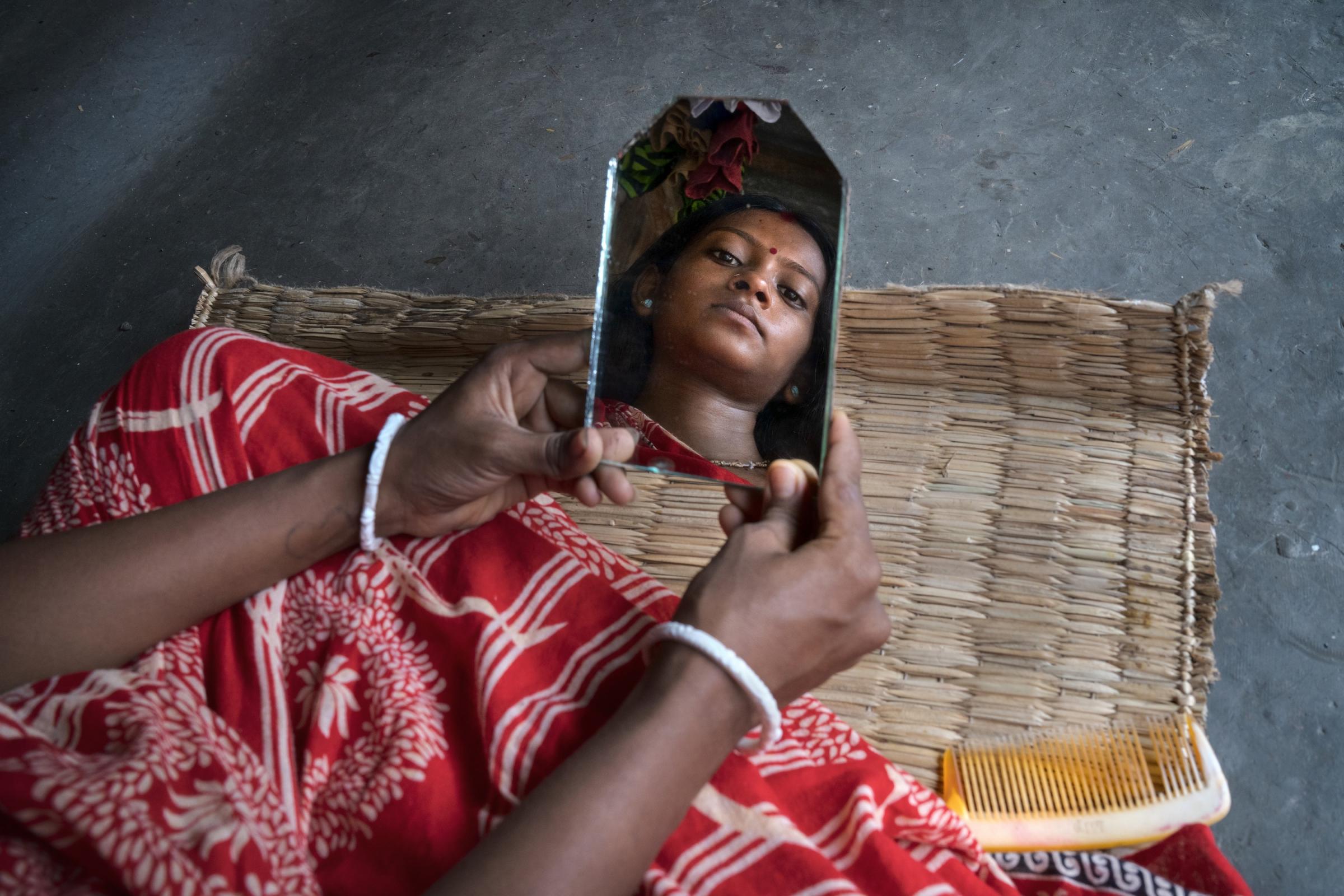 Child marriage in Bangladesh - Sathi Mondol, 16, was seven months pregnant when this...