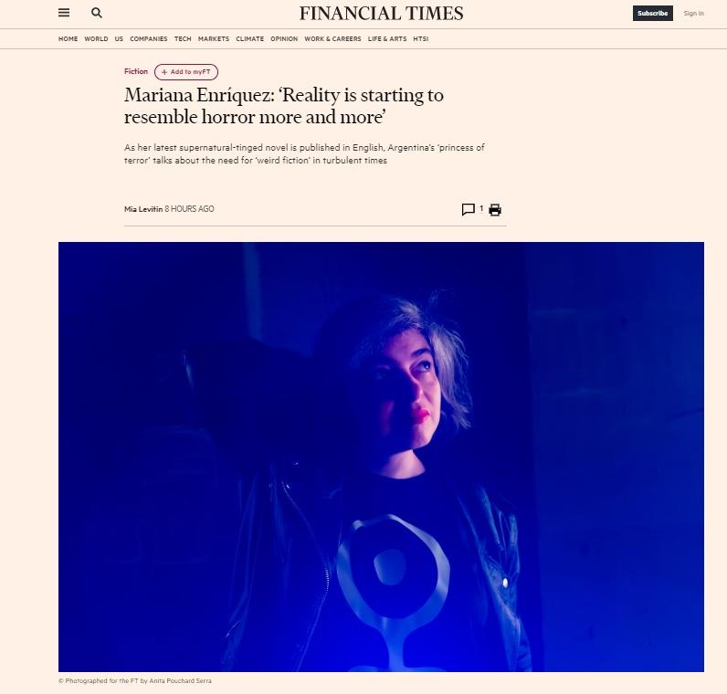 [ASSIGNMENT] Financial Times - portrait of Mariana Enriquez